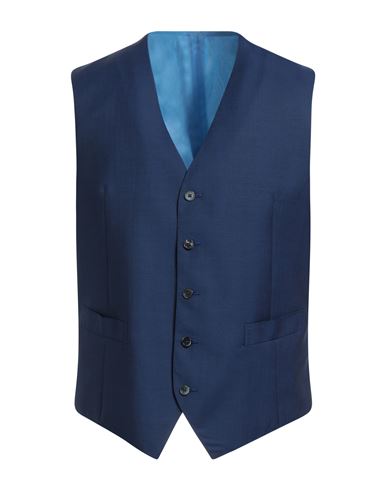 Isaia Man Tailored Vest Navy Size 42 Wool, Mohair Wool In Black