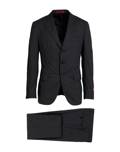 Isaia Man Suit Charcoal Size 44 Super 130s Wool In Gray