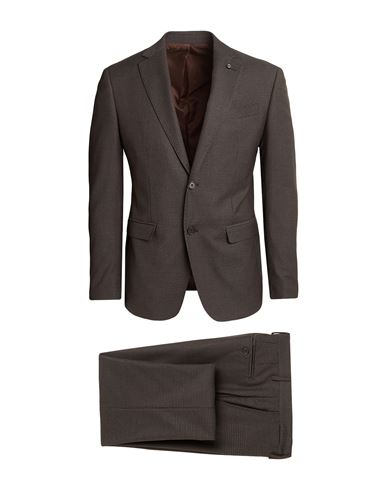 Barbati Man Suit Dark Brown Size 38 Polyester, Viscose, Elastane In Blue