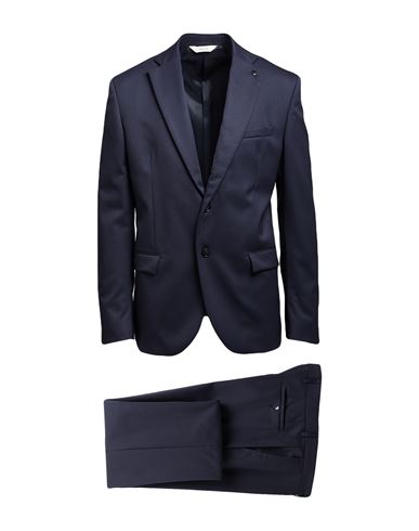 Paoloni Man Suit Midnight Blue Size 46 Wool, Elastane In Blue