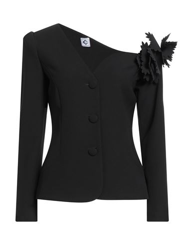 Double C Woman Blazer Black Size 6 Polyester, Elastane In Black