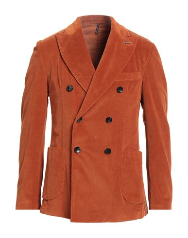 Harmont & Blaine Man Blazer Rust Size 40 Cotton, Lyocell, Elastane In Orange