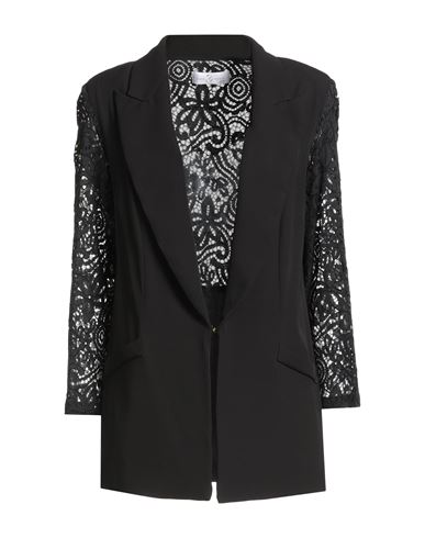 Corte Dei Gonzaga Woman Blazer Black Size 10 Polyester, Elastane, Cotton, Viscose, Polyamide In Black