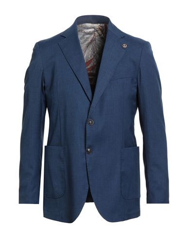 Exigo Man Blazer Blue Size 38 Polyester, Viscose, Elastane In Blue