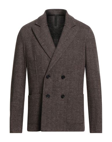 Harris Wharf London Man Blazer Khaki Size 40 Virgin Wool, Cotton, Polyamide, Elastane In Brown