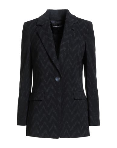 Giorgio Armani Woman Blazer Midnight Blue Size 8 Polyester In Black
