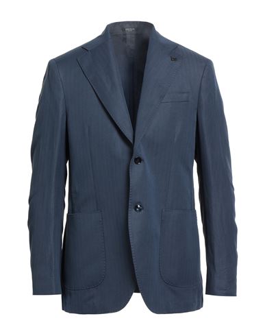 Breras Milano Man Blazer Navy Size 44 Cotton, Linen In Blue