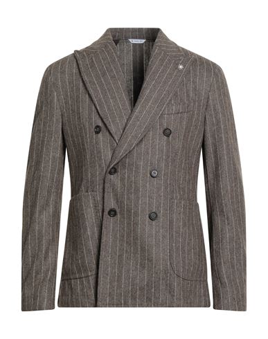 Manuel Ritz Man Blazer Khaki Size 38 Wool, Polyester, Polyamide, Cotton In Brown