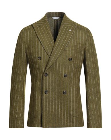 Manuel Ritz Green Pinstriped Double-breasted Jacket In Green