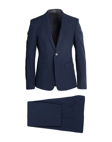 Emporio Armani Man Suit Navy Size 46 Cotton, Silk In Blue
