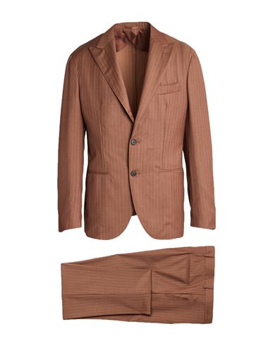 F839 Born In Napoli Man Suit Brown Size 42 Virgin Wool In Brown