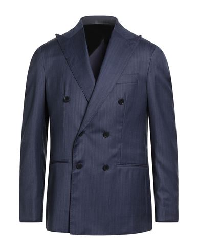 F839 Born In Napoli Man Blazer Navy Size 42 Virgin Wool, Silk In Blue