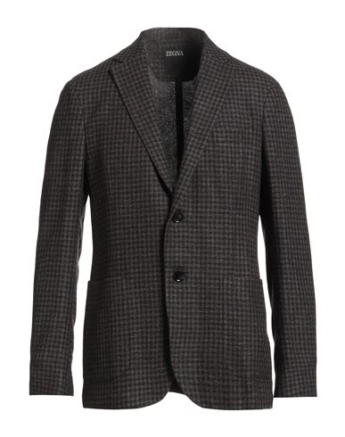 Zegna Man Blazer Chocolate Brown Size 48 Wool, Linen, Cashmere In Brown