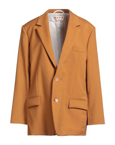Marni Woman Blazer Mustard Size 10 Virgin Wool, Mohair Wool In Orange
