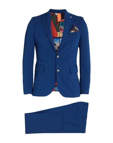 Bharnaba Man Suit Navy Size 40 Polyester, Viscose, Elastane In Blue