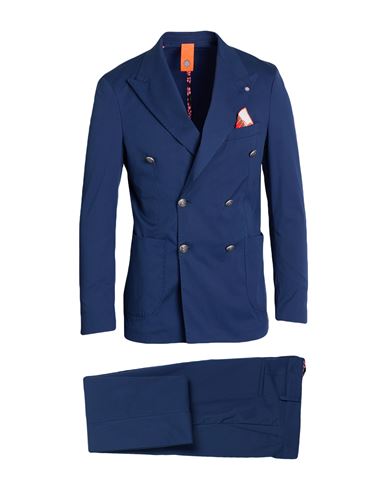 Bharnaba Man Suit Navy Size 40 Cotton, Polyamide, Elastane In Blue