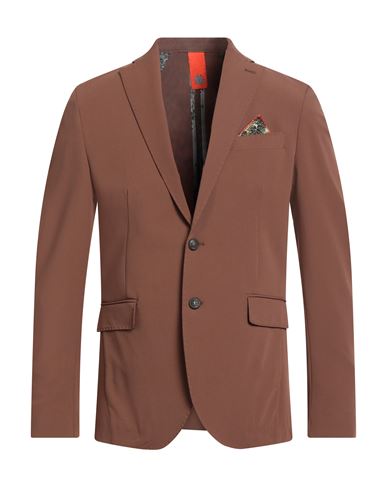 Bharnaba Man Blazer Brown Size 44 Polyester, Viscose, Elastane In Brown