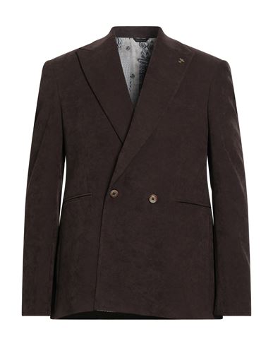 Havana & Co. Man Blazer Dark Brown Size 42 Polyester, Elastane In Brown
