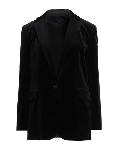 Theory Woman Blazer Black Size 8 Cotton, Elastane In Black