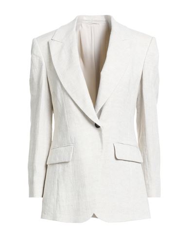 Brunello Cucinelli Woman Blazer Ivory Size 4 Linen, Polyester, Polyamide, Ecobrass In White