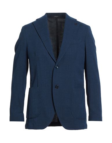 Breras Milano Man Blazer Blue Size 42 Virgin Wool, Viscose, Cotton, Elastane In Blue
