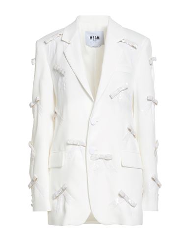 Msgm Woman Blazer Ivory Size 4 Polyester, Pvc - Polyvinyl Chloride, Viscose In White