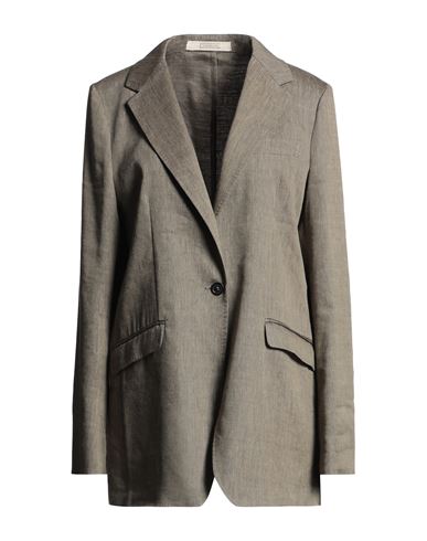 Massimo Alba Woman Blazer Military Green Size L Linen, Virgin Wool