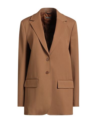 Alberta Ferretti Woman Blazer Camel Size 10 Virgin Wool, Elastane In Black