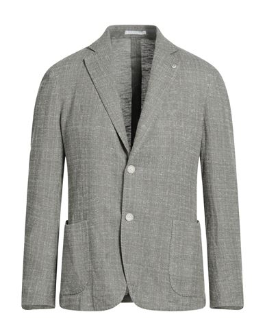 Luca Bertelli Man Blazer Sage Green Size 40 Cotton, Viscose, Polyester, Linen, Elastane In Gray
