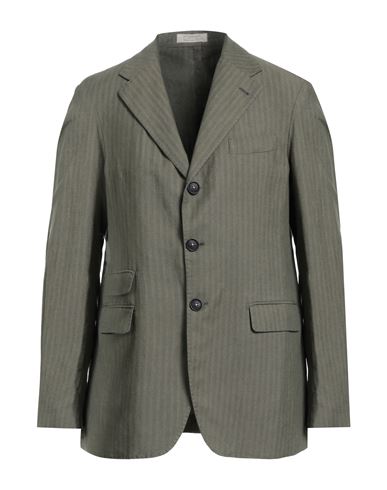 Massimo Alba Man Blazer Military Green Size 46 Linen, Cotton