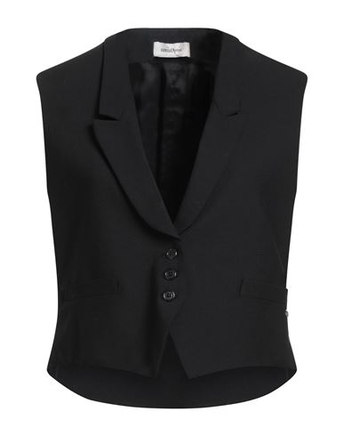 Ottod'ame Woman Tailored Vest Black Size 8 Polyester, Virgin Wool, Elastane In Black