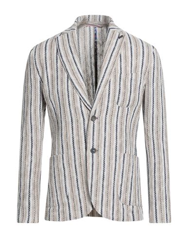 Bob Man Blazer Beige Size 44 Cotton, Polyester In Multi
