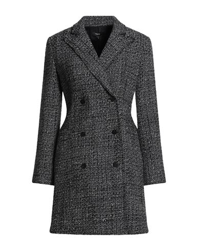 Theory Woman Coat Black Size 10 Wool, Acrylic, Synthetic Fibers, Cotton, Polyester In Gray