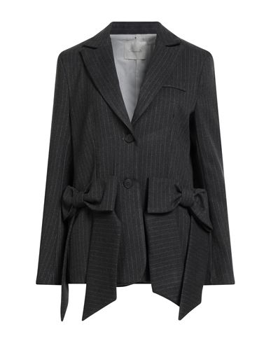 Souvenir Woman Blazer Charcoal Size M Polyester, Viscose, Elastane In Black