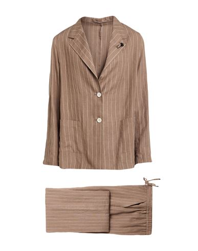 Lardini Woman Suit Light Brown Size 10 Linen In Gold