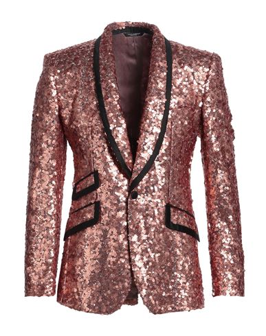 Dolce & Gabbana Pink Sequin Sicilia 1 Button Men Suit Blazer In Metallic