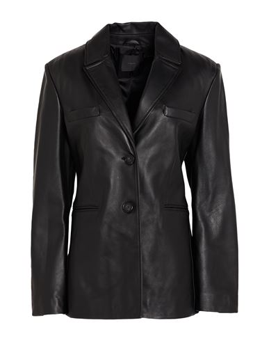 Pinko Woman Blazer Black Size 10 Sheepskin