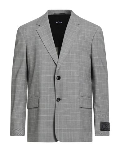 Hugo Boss Boss Man Blazer Grey Size 42 Virgin Wool, Polyester, Elastane In Animal Print