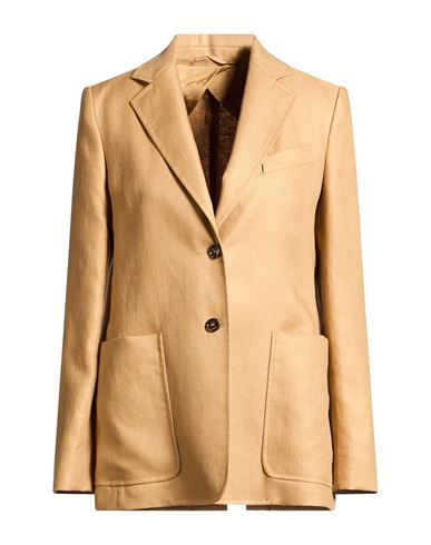 Max Mara Woman Blazer Mustard Size 12 Linen In Brown