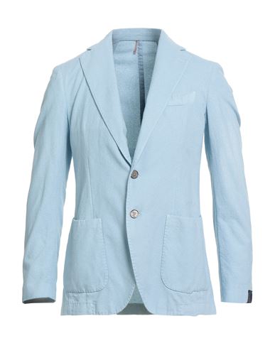 Santaniello Man Blazer Sky Blue Size 42 Cotton, Polyamide