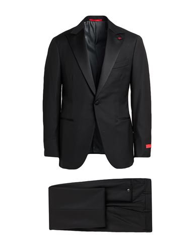 Isaia Man Suit Black Size 46 Wool
