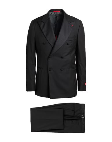 Isaia Man Suit Black Size 42 Wool