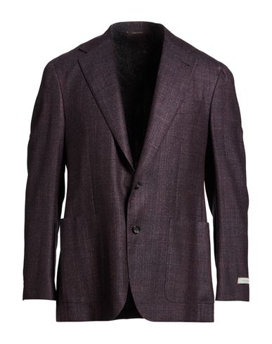 Canali Man Blazer Dark Purple Size 44 Wool, Silk, Cashmere