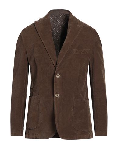 Barbati Man Blazer Brown Size 42 Cotton, Elastane