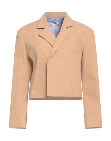 Alysi Crème Woman Blazer Camel Size 6 Cotton, Elastane In Pink