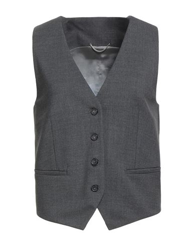 Pt Torino Woman Tailored Vest Charcoal Size 8 Virgin Wool, Elastane In Gray