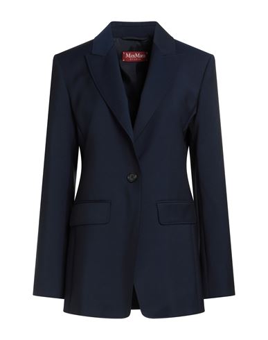 Max Mara Studio Woman Blazer Navy Size 14 Virgin Wool In Blue