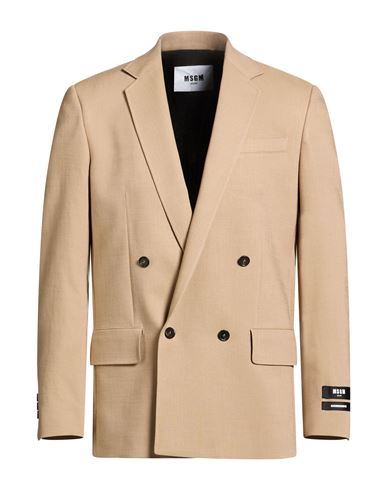 Msgm Handsome Man Blazer Beige Size 38 Virgin Wool, Elastane In Neutral