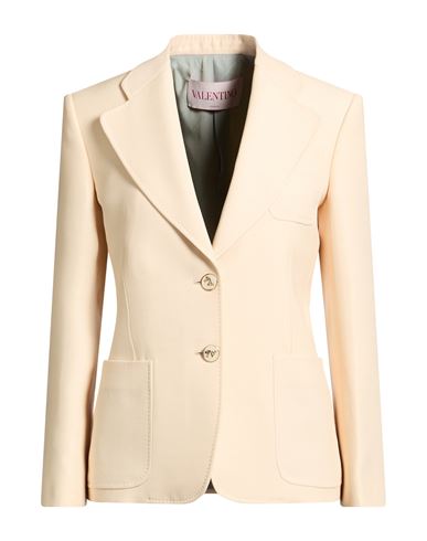 Valentino Garavani Woman Blazer Cream Size 6 Virgin Wool, Silk In Neutral