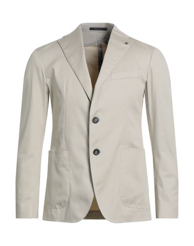 Tagliatore Man Blazer Cream Size 38 Cotton, Elastane In Gray